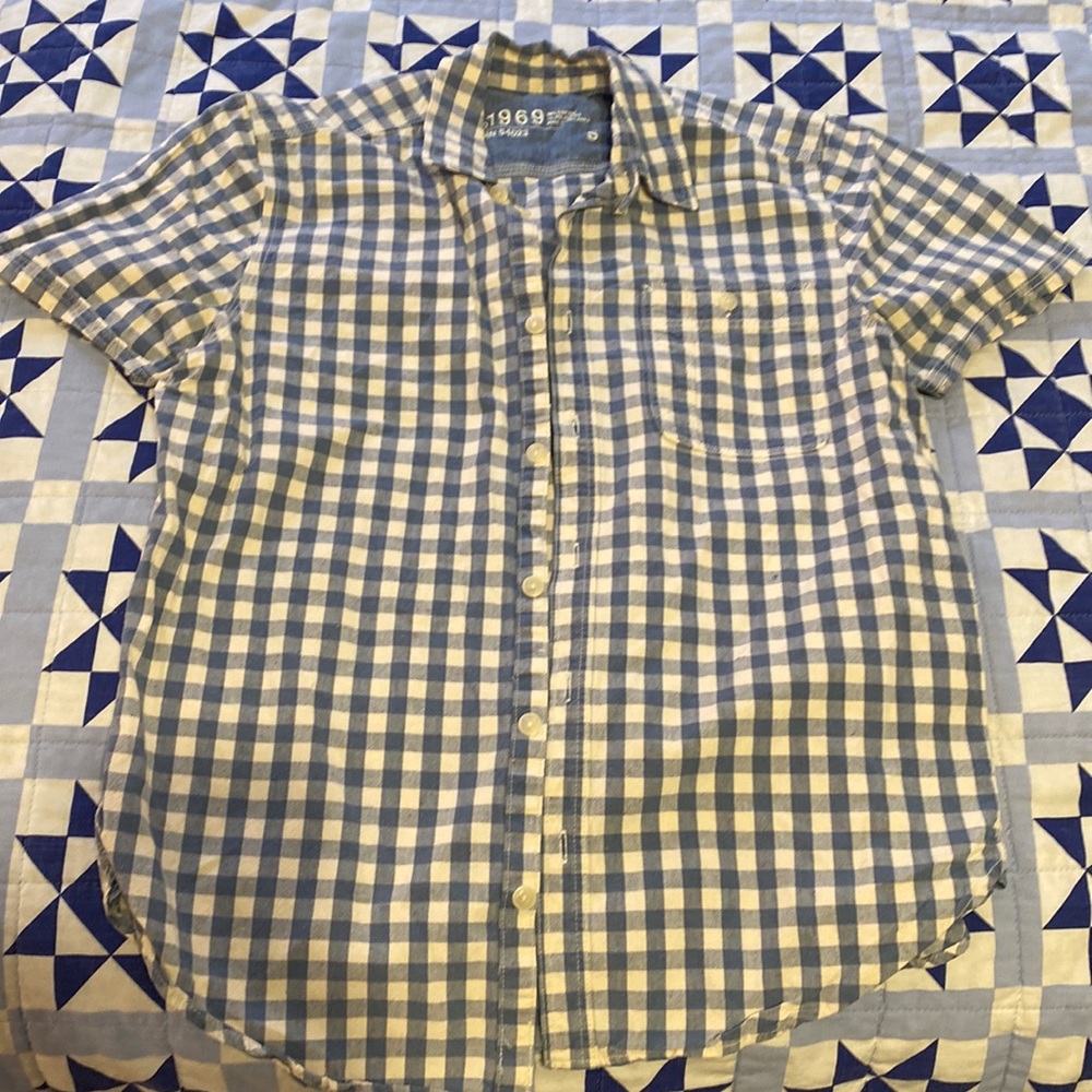 Checkered Patterned, Button Down, Casual, V Cute - image 1